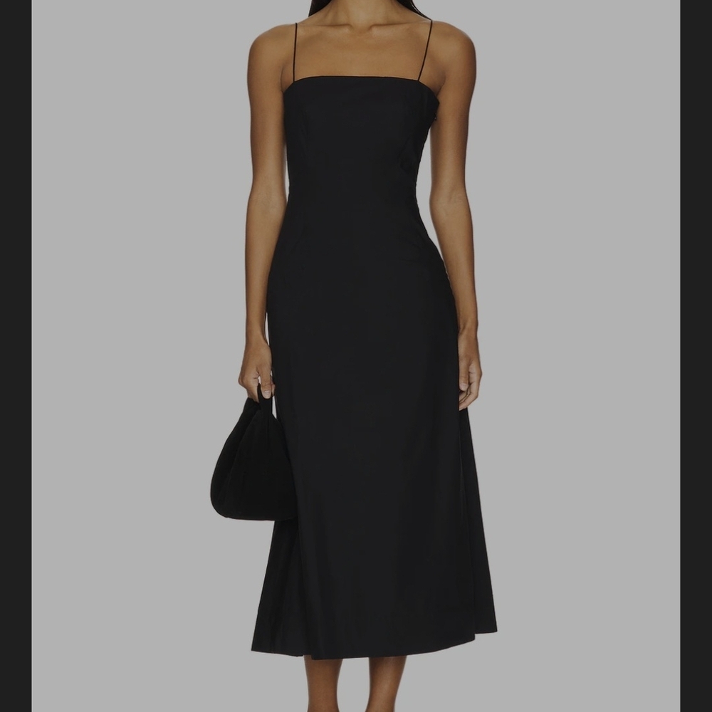 Faithfull the Brand Black Spaghetti-Strap Slip Midi Dress